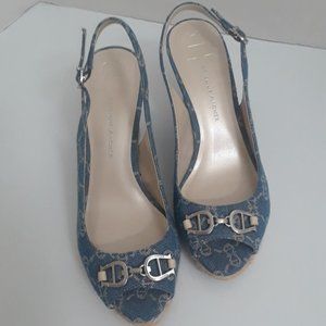 Etienne Aigner Wedges Sling Back Peeptoe Sandals Size 10m